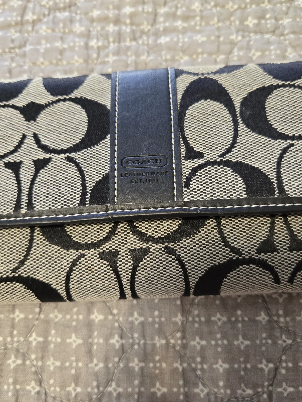 COACH Signature Canvas Clutch Wallet in Black and Cream